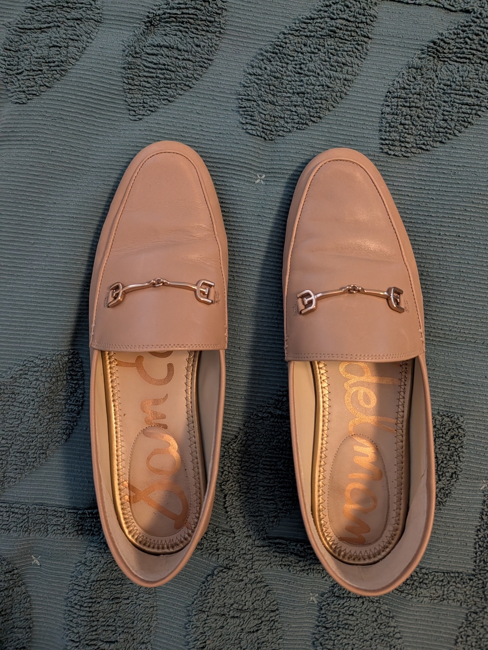 Sam Edelman Nude Taupe Leather Horsebit Loafers